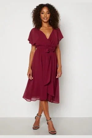 Goddiva Flutter Chiffon Midi Dress XS (UK8)