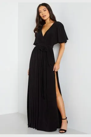Goddiva Flutter Sleeve Maxi Dress XS (UK8)
