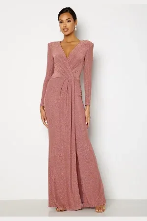 Goddiva Long Sleeve Glitter Maxi Dress XS (UK8)