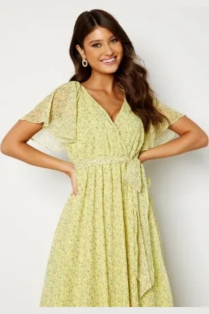 Goddiva Ditsy Flutter Sleeve Maxi Dress S (UK10)