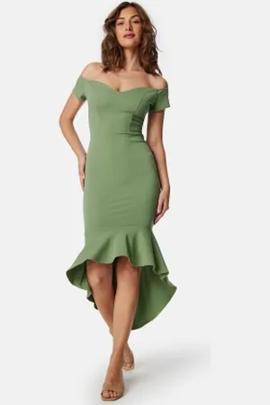 John Zack Off Shoulder Frill High Low Dress XXS (UK6)