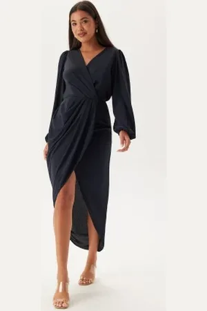 John Zack Balloon Sleeve Wrap Front Maxi Dress XXS (UK6)