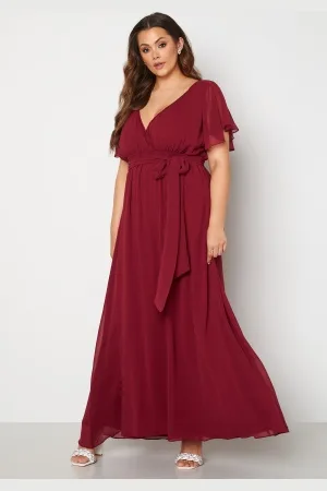 Goddiva Flutter Sleeve Chiffon Maxi Curve Dress 44 (UK16)