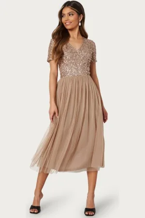 Angeleye Short Sleeve Sequin Embellished Midi Dress XS (UK8)