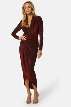 John Zack Glitter Long Sleeve Rouch Dress L (UK14)
