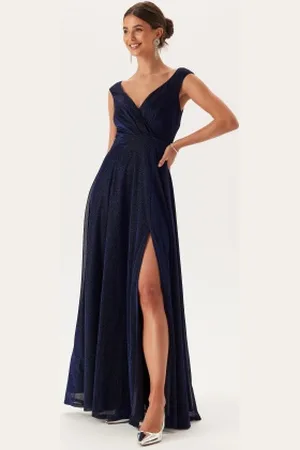 Goddiva Glitter Wrap Maxi Dress L (UK14)