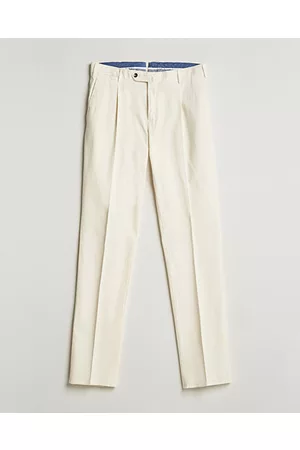 PT01 Miehet Chinot - Slim Fit Pleated Cotton Stretch Chinos Off White