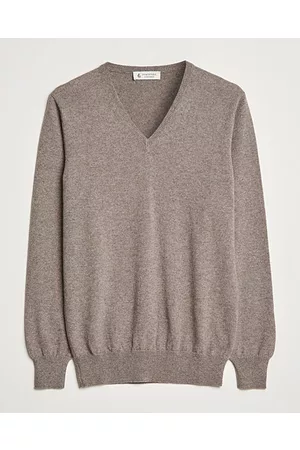 Piacenza Cashmere Miehet Neulepaidat - Cashmere V Neck Sweater Brown