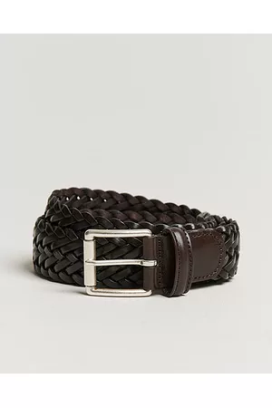 Anderson's Miehet Vyöt - Woven Leather 3,5 cm Belt Dark Brown