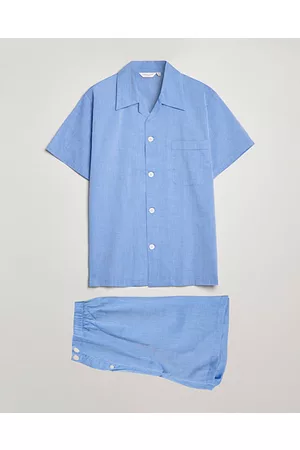 DEREK ROSE Shortie Cotton Pyjama Set Blue