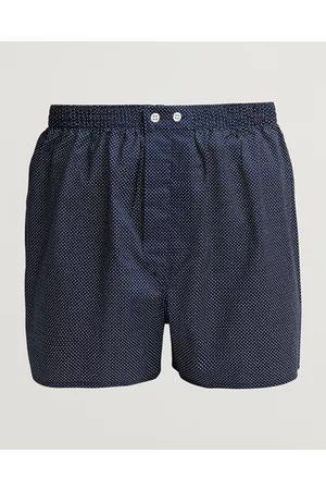 DEREK ROSE Classic Fit Cotton Boxer Shorts Navy Polka Dot