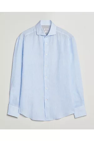 Brunello Cucinelli Miehet Kauluspaidat - Slim Fit Linen Sport Shirt Light Blue