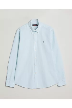 Morris Miehet Kauluspaidat - Seersucker Button Down Shirt Aqua/White