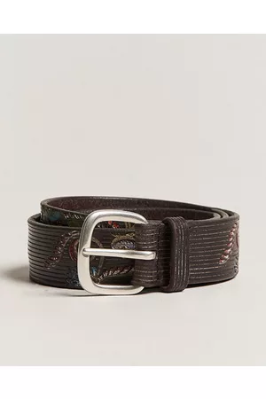 Orciani Miehet Vyöt - Paisley Hand Painted Leather Belt Dark Brown