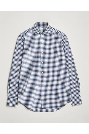 Finamore Napoli Miehet Paidat - Tokyo Slim Sport Shirt Blue Check