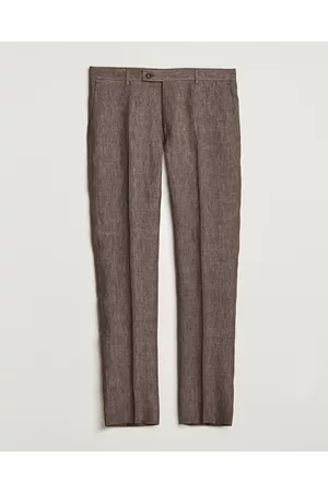 Morris Miehet Housut - Bobby Linen Suit Trousers Brown