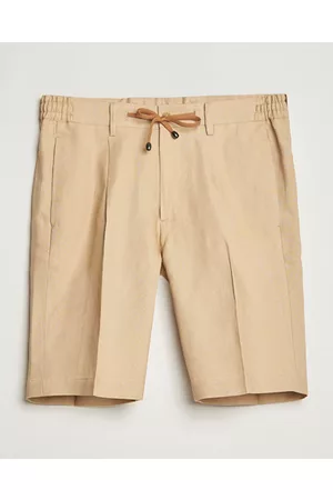 Beams Miehet Shortsit - Pleated Linen Shorts Khaki