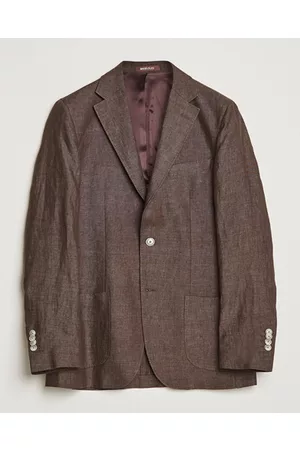 Morris Miehet Bleiserit - Mike Patch Pocket Linen Suit Blazer Brown