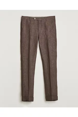 Morris Miehet Housut - Jack Linen Suit Trousers Brown