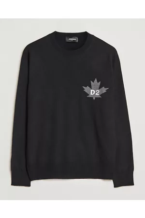 Dsquared2 Miehet Neulepaidat - D2 Leaf Knitted Sweatshirt Black
