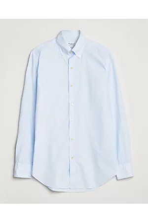Finamore Napoli Miehet Kauluspaidat - Milano Slim Washed Dress Shirt Light Blue Check