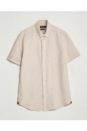 Morris Miehet Lyhythihaiset - Douglas Linen Short Sleeve Shirt Khaki