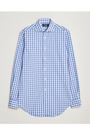 Kamakura Miehet Bisnes - Slim Fit Broadcloth Spread Shirt Blue Gingham