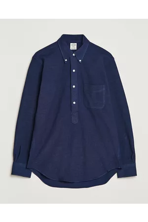 Kamakura Miehet Kauluspaidat - Vintage Ivy Knit Popover Shirt Navy