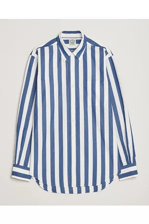 Kamakura Miehet Kauluspaidat - Vintage Ivy Button Down Shirt Blue Stripe