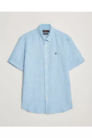 Morris Miehet Lyhythihaiset - Douglas Linen Short Sleeve Shirt Light Blue