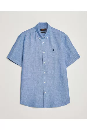 Morris Miehet Lyhythihaiset - Douglas Linen Short Sleeve Shirt Blue