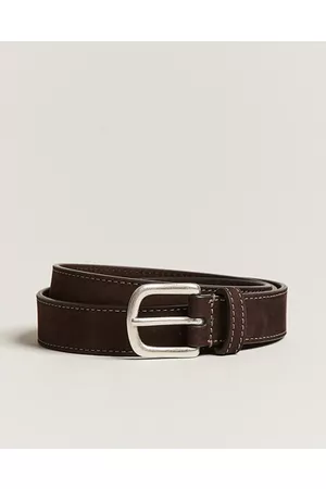 Anderson's Miehet Vyöt - Slim Stitched Nubuck Leather Belt 2,5 cm Dark Brown