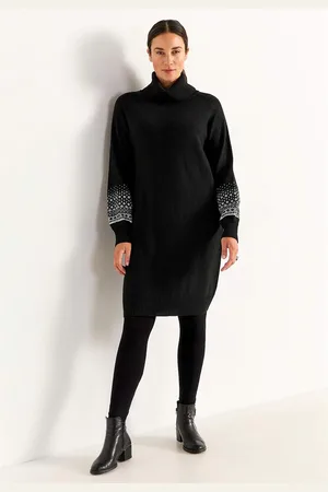 Cellbes Neulottu mekko jacquard-kuvioisilla hihoilla
