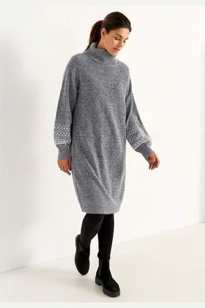 Cellbes Neulottu mekko jacquard-kuvioisilla hihoilla