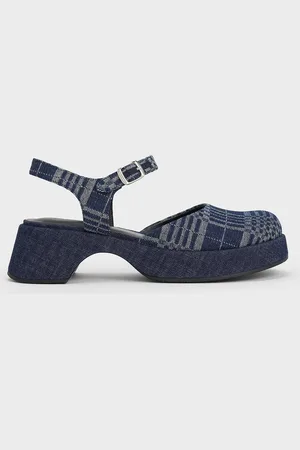 CHARLES & KEITH Nerina Checkered Ankle-Strap Platform Flats