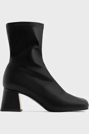 CHARLES & KEITH Jully Metallic Trapeze Heel Ankle Boots