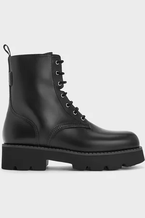 CHARLES & KEITH Ridged-Sole Lace-Up Combat Boots