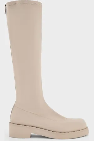 CHARLES & KEITH Faux Suede Chunky-Sole Knee-High Boots