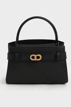 CHARLES & KEITH Aubrielle Metallic-Buckle Top Handle Bag