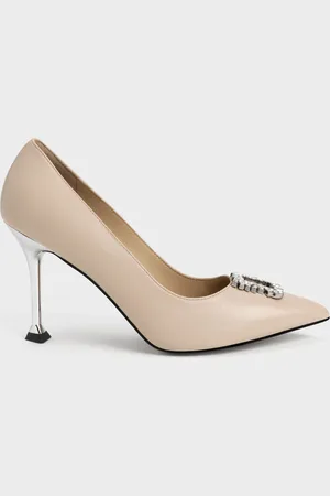 CHARLES & KEITH Leather Gem-Embellished Pumps