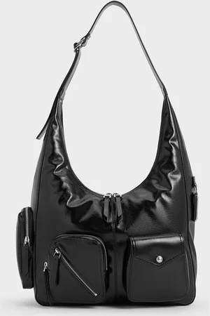 CHARLES & KEITH Thora Crinkle-Effect Multi-Pocket Hobo Bag