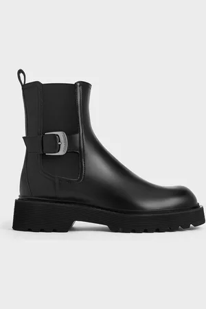 CHARLES & KEITH Side-Buckle Ridged-Sole Chelsea Boots