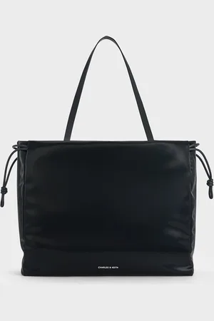 CHARLES & KEITH Bethel Shiny Ruched Drawstring Tote Bag