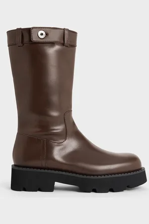 CHARLES & KEITH Side-Zip Lug-Sole Calf Boots