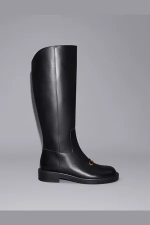 CHARLES & KEITH Gabine Leather Interlocking-Accent Knee-High Boots