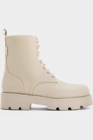 CHARLES & KEITH Ridged-Sole Lace-Up Combat Boots