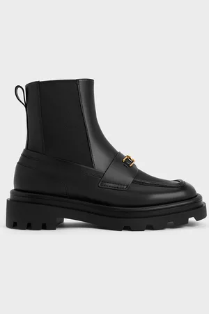 CHARLES & KEITH Gabine Leather Loafer Chelsea Boots