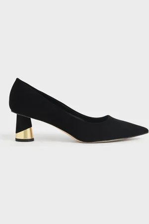 CHARLES & KEITH Cammie Metallic Sculptural Heel Textured Pumps