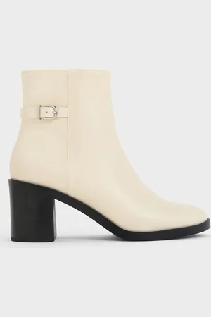 CHARLES & KEITH Side-Buckle Block Heel Ankle Boots