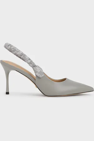CHARLES & KEITH Tully Leather Ruched Print Slingback Pumps